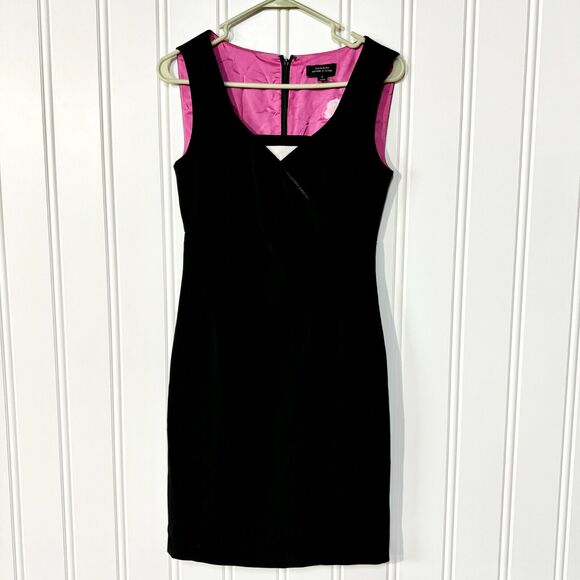 Tahari Dress Women Size 2 Black Asymmetrical Sleeveless Mini Deep V Neck Comfort - Picture 1 of 7